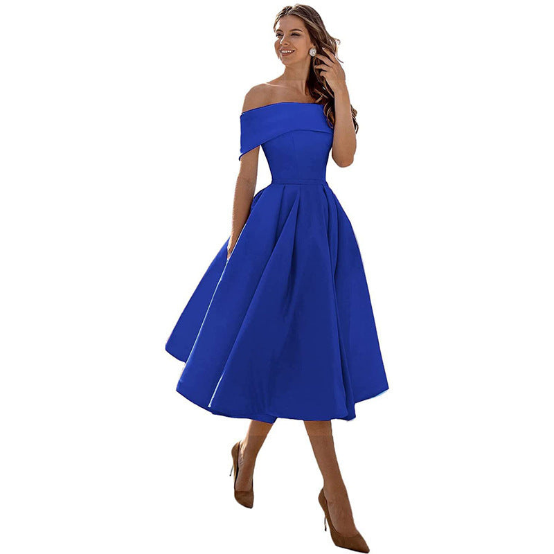 Michelle – Lässiges Trägerloses Satin-Party-Kleid