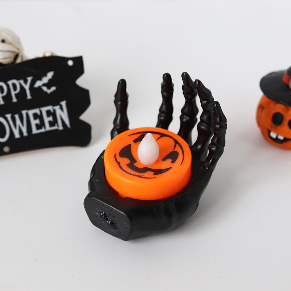 Halloween LED Deko-Skelett-Hand mit Teelicht – Stimmungsvolle Halloween Party Dekoration