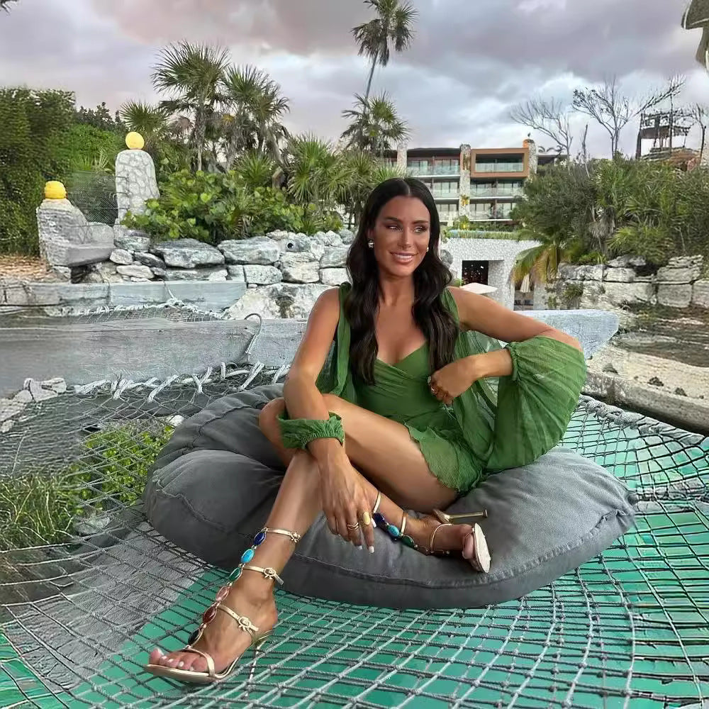 Wendy – Modisches Damenkleid mit Hohlen Laternenärmeln und Off-Shoulder V-Ausschnitt