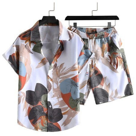 Herren Sommer Set – Modernes Kurzarm-Hemd mit Print & Shorts, Freizeit Outfit, Lässig