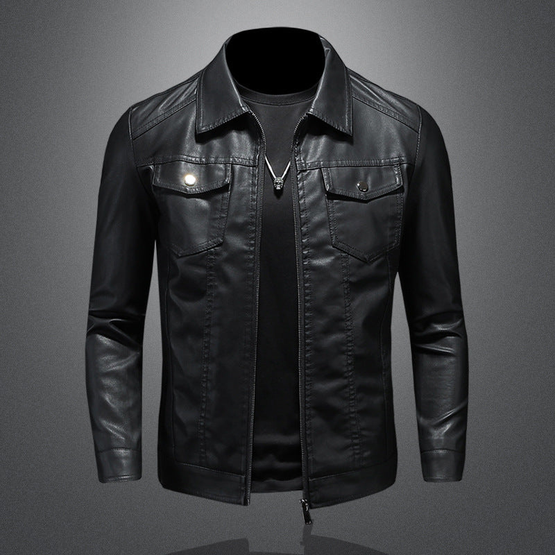 Anthony – Schlanke Herren-Bikerjacke in Einfarbigem Design