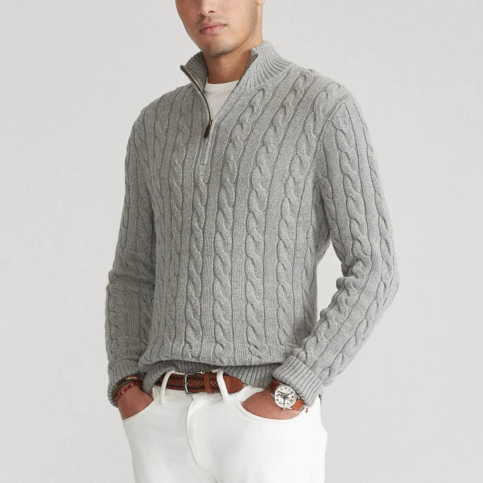 Herren Strickpullover mit Zopfmuster – Klassischer Stil für Büro und Freizeit