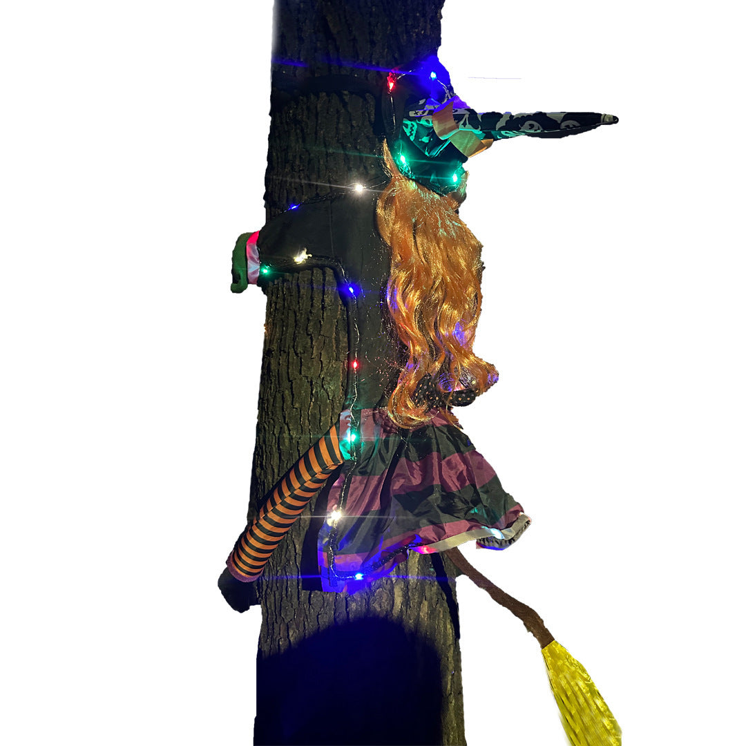 Halloween Deko Hexen-Anhänger mit Lichterkette für draußen – Perfekt für gruselige Partys und Gärten