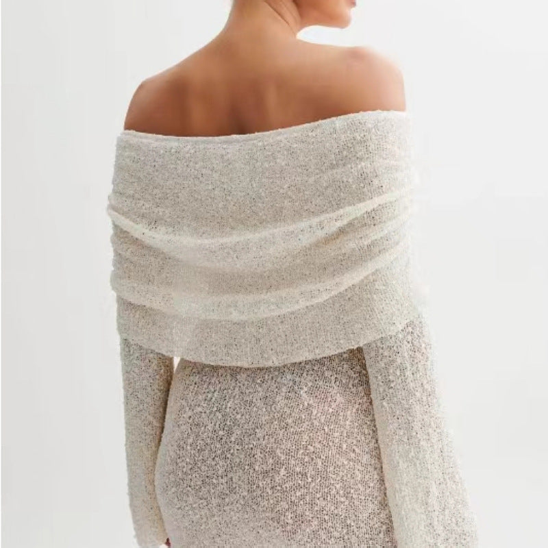 Imogen – Langärmliges Off-Shoulder Kleid mit kurzem Rock