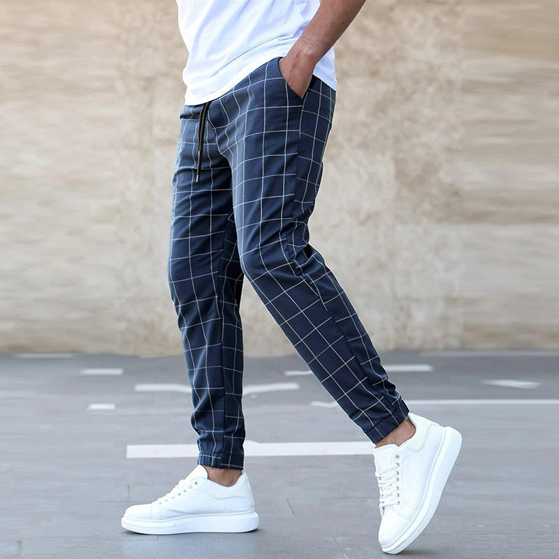Herren Casual Karierte Jogginghose – Stilvolle Straight-Leg Freizeithose für Alltag und Sport