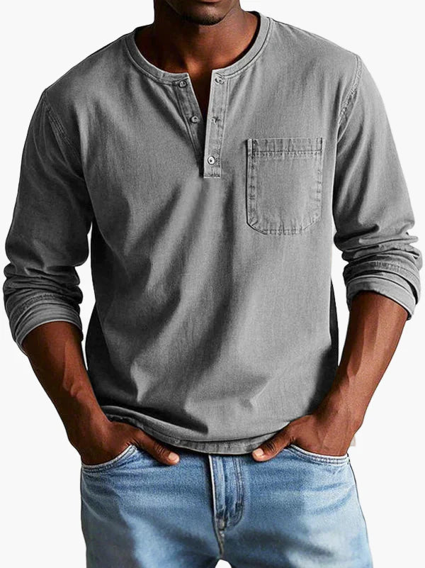 Herren Langarmshirt Henley-Stil – Zeitloses Freizeit- und Alltagsoberteil