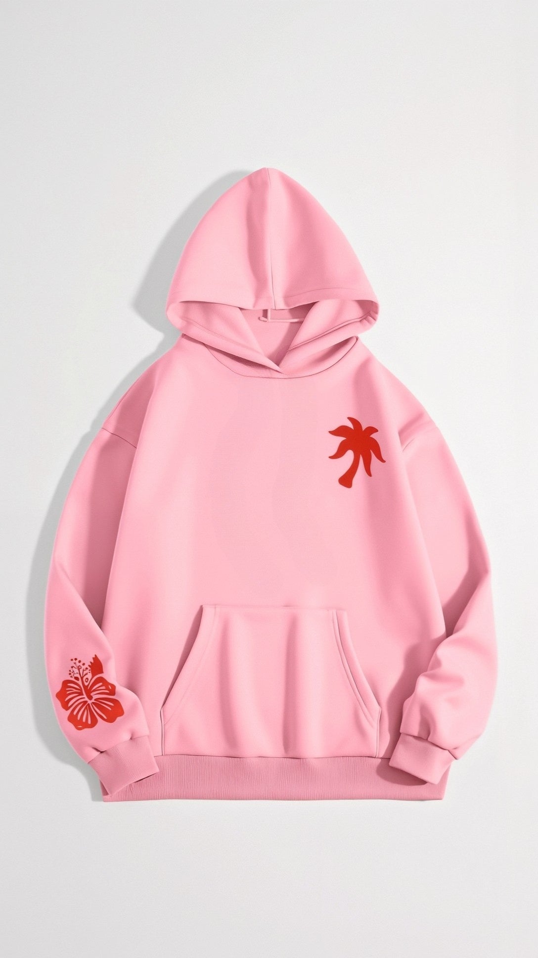 Damen Oversize Kapuzenpullover mit tropischer Stickerei – Lässiger Streetstyle Hoodie für Alltag und Freizeit