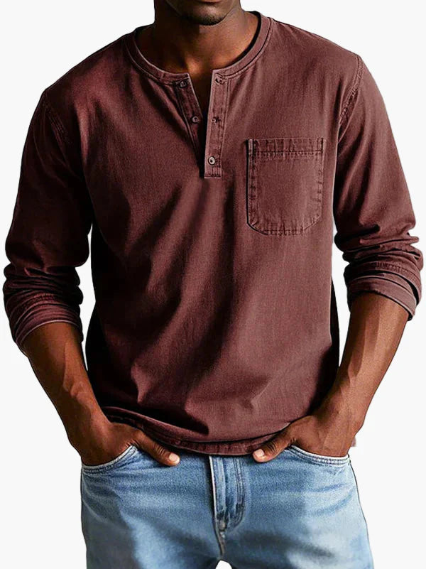 Herren Langarmshirt Henley-Stil – Zeitloses Freizeit- und Alltagsoberteil