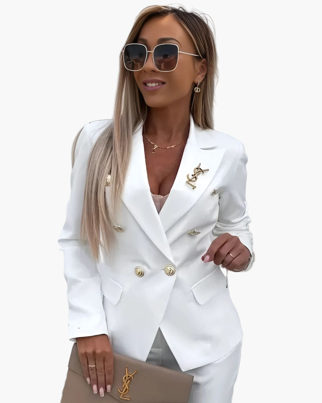 Damen Business Anzug Zweireihig mit Tailliertem Schnitt – Eleganter Hosenanzug für Büro & Events