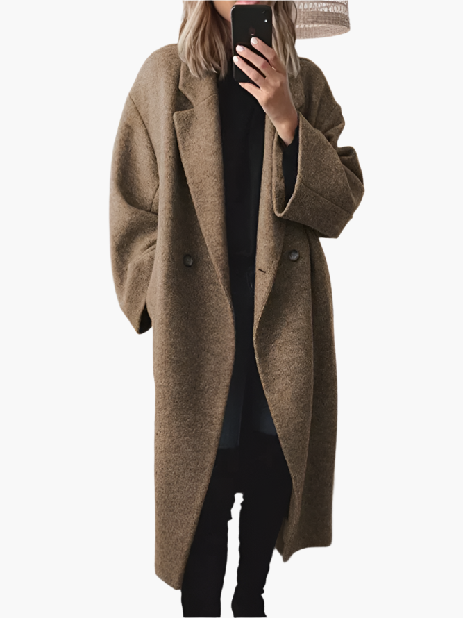 Damen Oversize Wintermantel – Klassischer Langer Mantel für Herbst und Winter, Eleganter City-Look