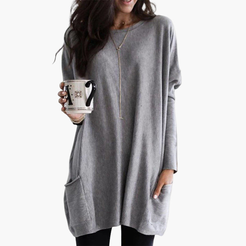 Damen Oversized Pullover Langarm Bequemer Freizeit-Look