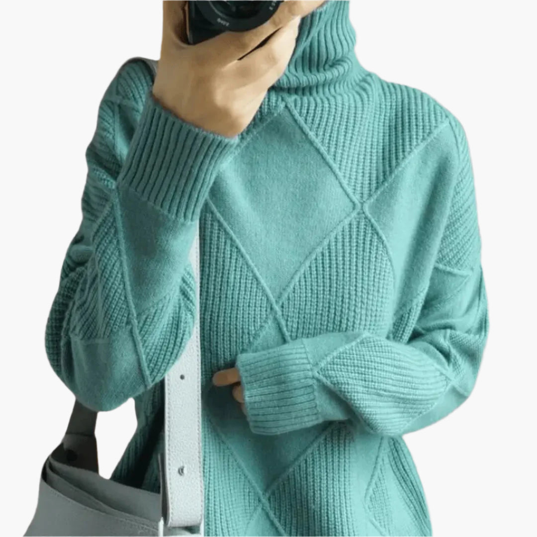Damen Strickpullover mit Rautenstruktur – Eleganter Freizeit-Look