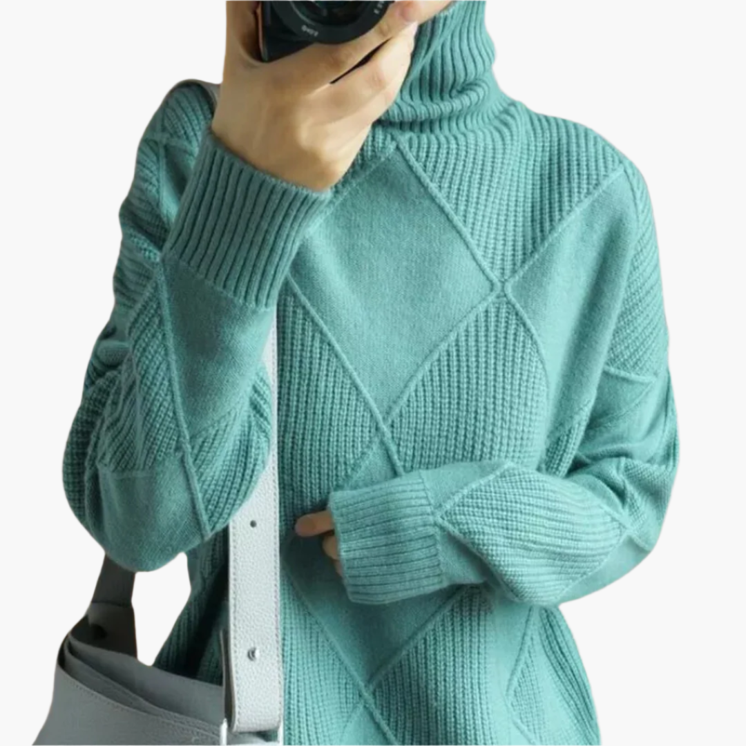 Damen Strickpullover mit Rautenmuster – Modischer Freizeit- & Büro-Look
