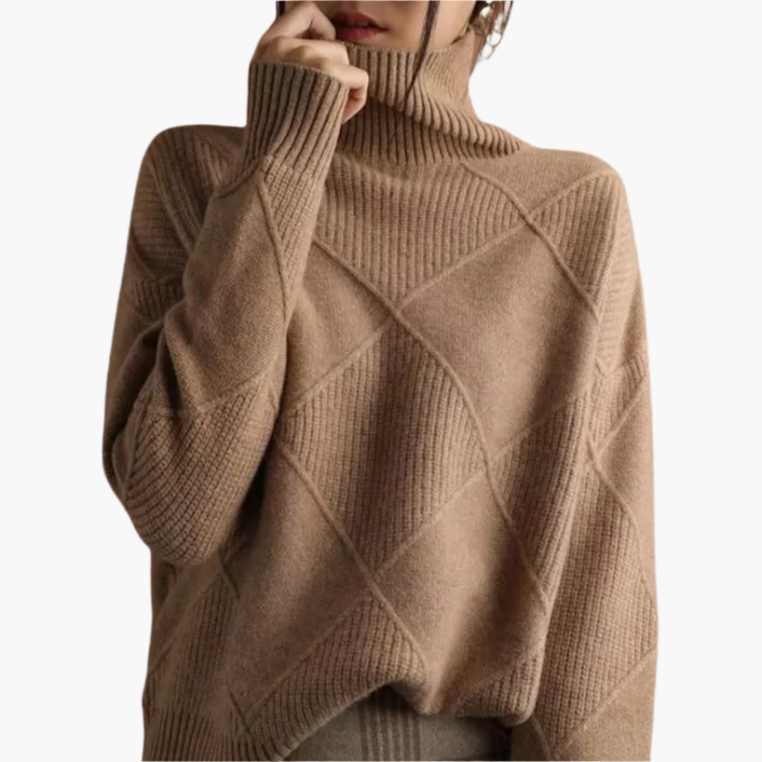 Damen Strickpullover mit Rautenmuster – Modischer Freizeit- & Büro-Look