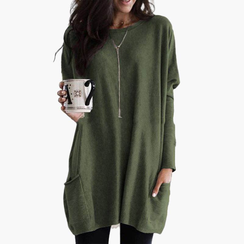 Damen Oversized Pullover Langarm Bequemer Freizeit-Look
