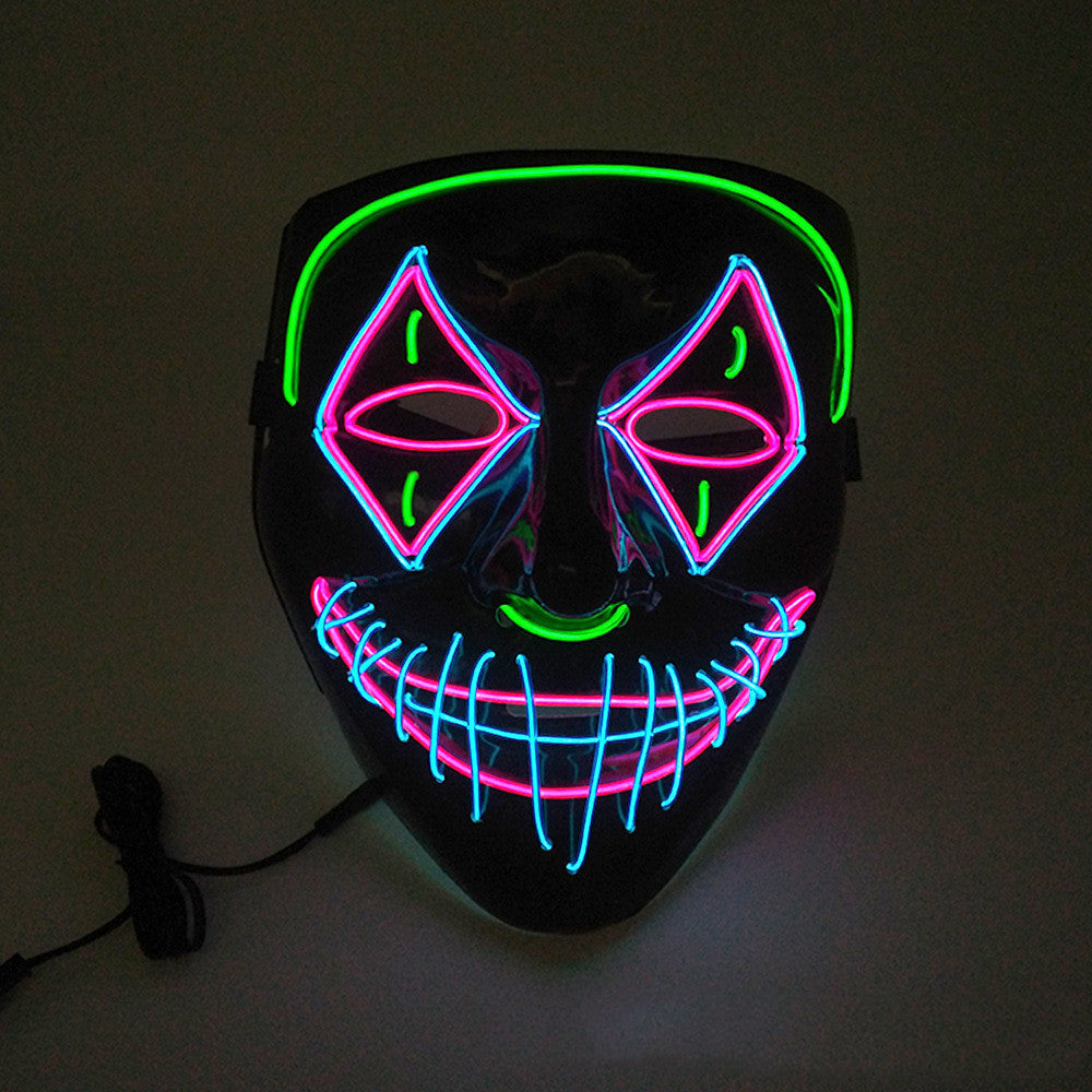 Halloween LED Leuchtmaske für Erwachsene – Gruselige Party- und Kostüm-Maske mit Neon-Effekt