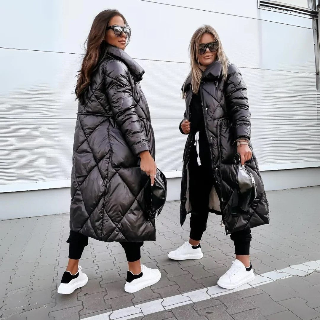 Damen Steppmantel Parka – Eleganter Wintermantel mit hohem Kragen, modisch & warm für Alltag und Freizeit