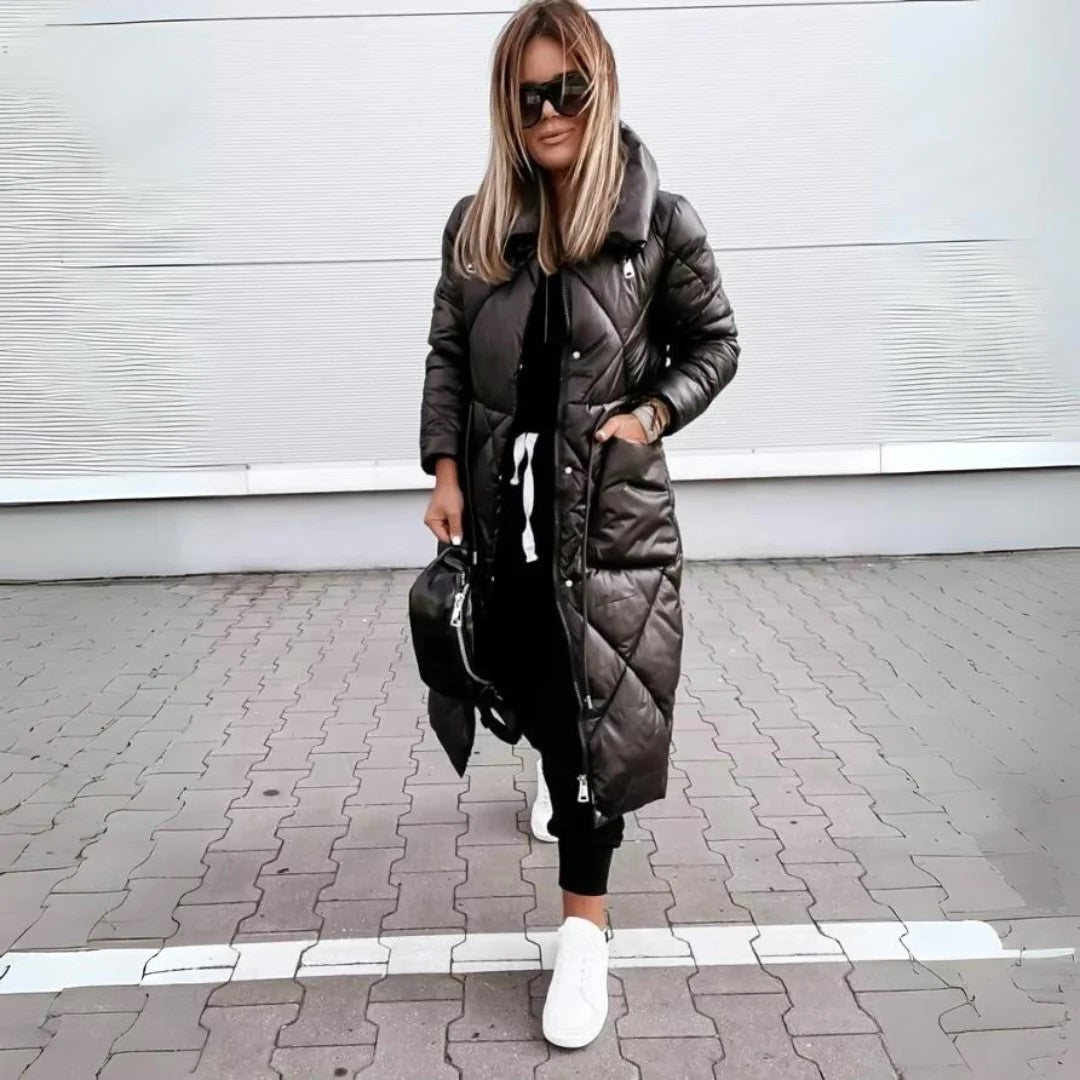 Damen Steppmantel Parka – Eleganter Wintermantel mit hohem Kragen, modisch & warm für Alltag und Freizeit