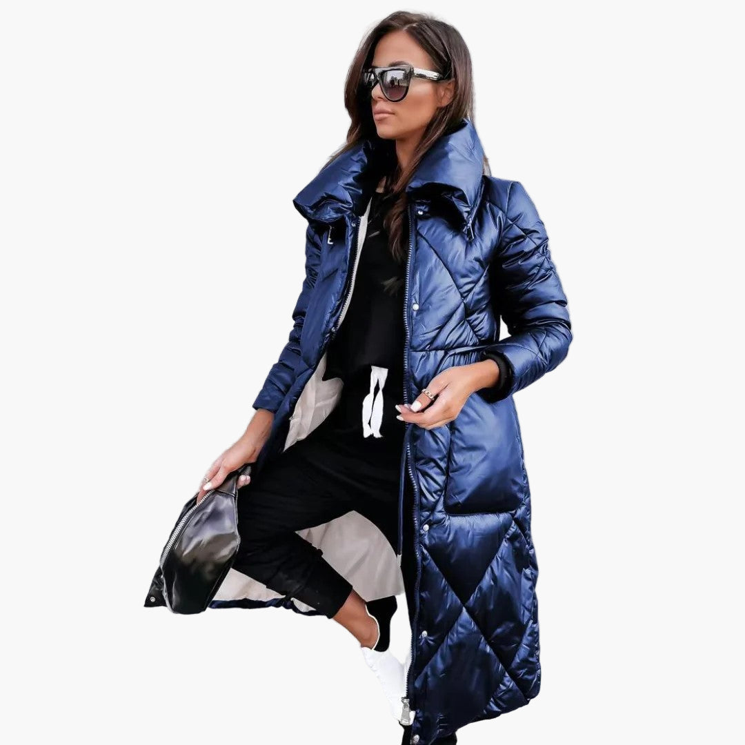 Damen Steppmantel Parka – Eleganter Wintermantel mit hohem Kragen, modisch & warm für Alltag und Freizeit