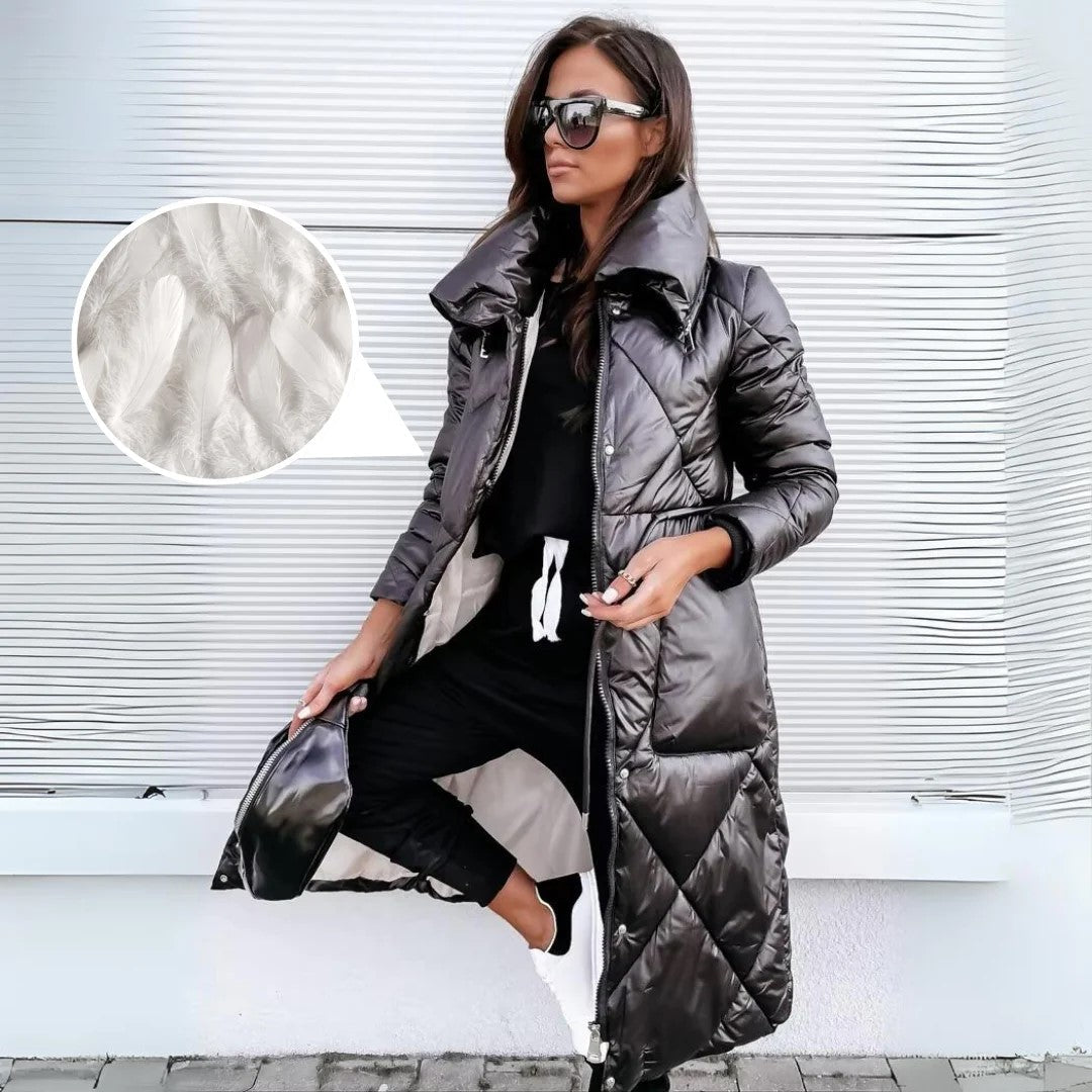 Damen Steppmantel Parka – Eleganter Wintermantel mit hohem Kragen, modisch & warm für Alltag und Freizeit
