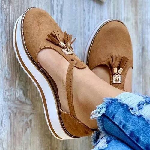 Andrea – Fransen-Plattform-Sandalen