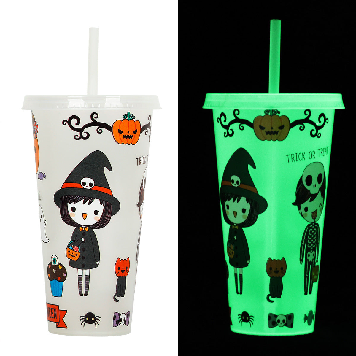 Halloween Becher mit Strohhalm – Kreativer Trinkbecher für gruselige Partys & Deko