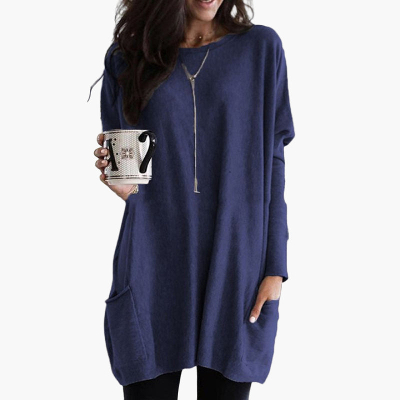 Damen Oversized Pullover Langarm Bequemer Freizeit-Look