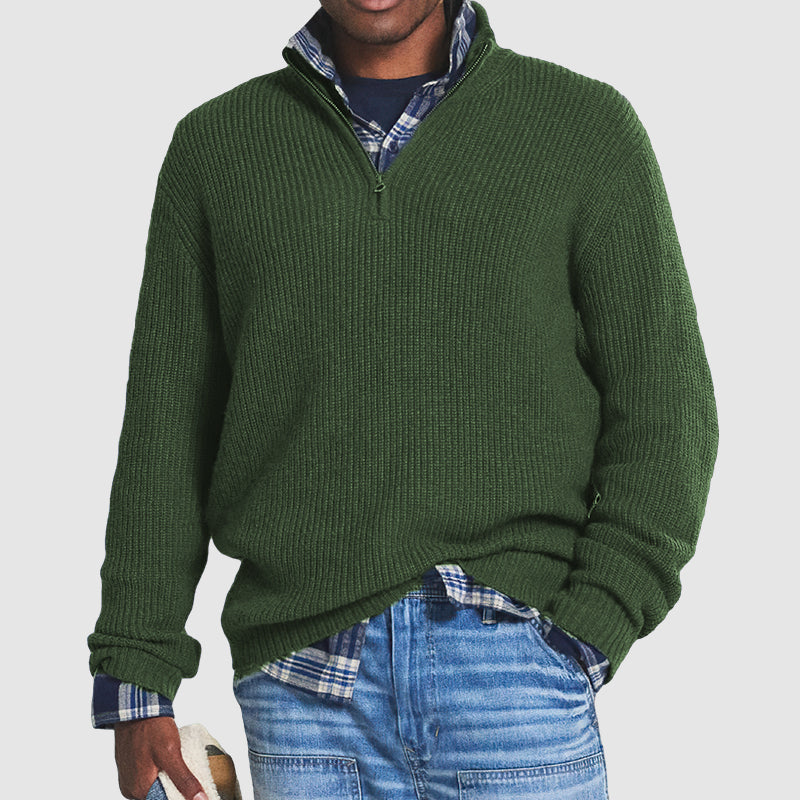 Herren Strickpullover Business-Casual mit Stehkragen und Reißverschluss – Modischer Freizeit- und Büro-Look