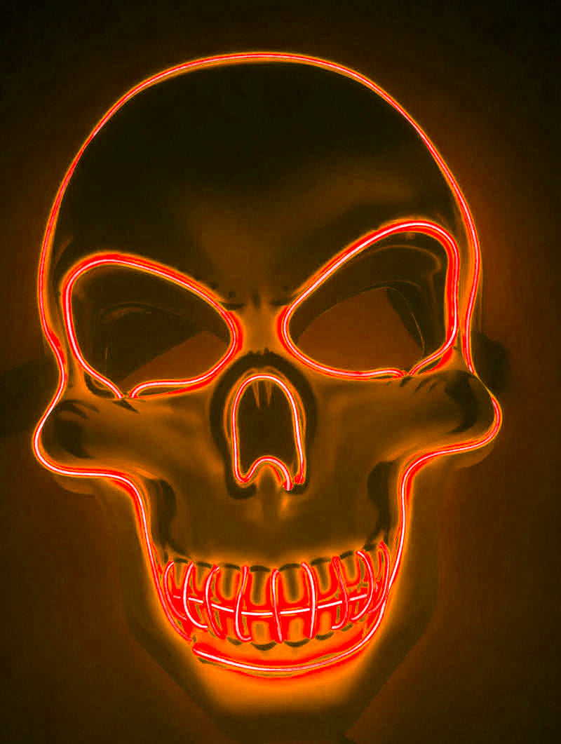 Halloween LED Leuchtende Totenkopfmaske für Erwachsene – Gruselige Party- & Kostüm-Maske