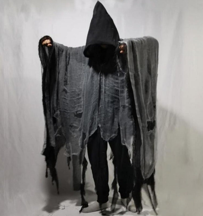 Halloween Herren & Damen Grim Reaper Kostüm – Unheimlicher Umhang mit Kapuze für Halloween-Partys & Deko