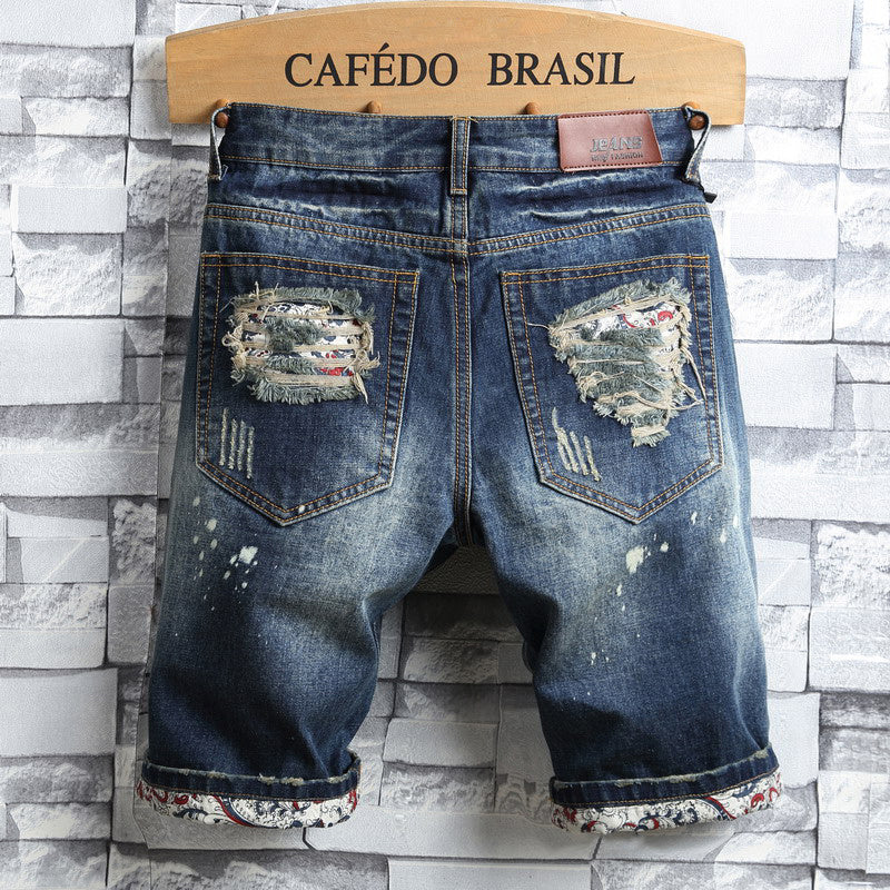 Gabriel – Neue Sommer perforierte Denim-Shorts