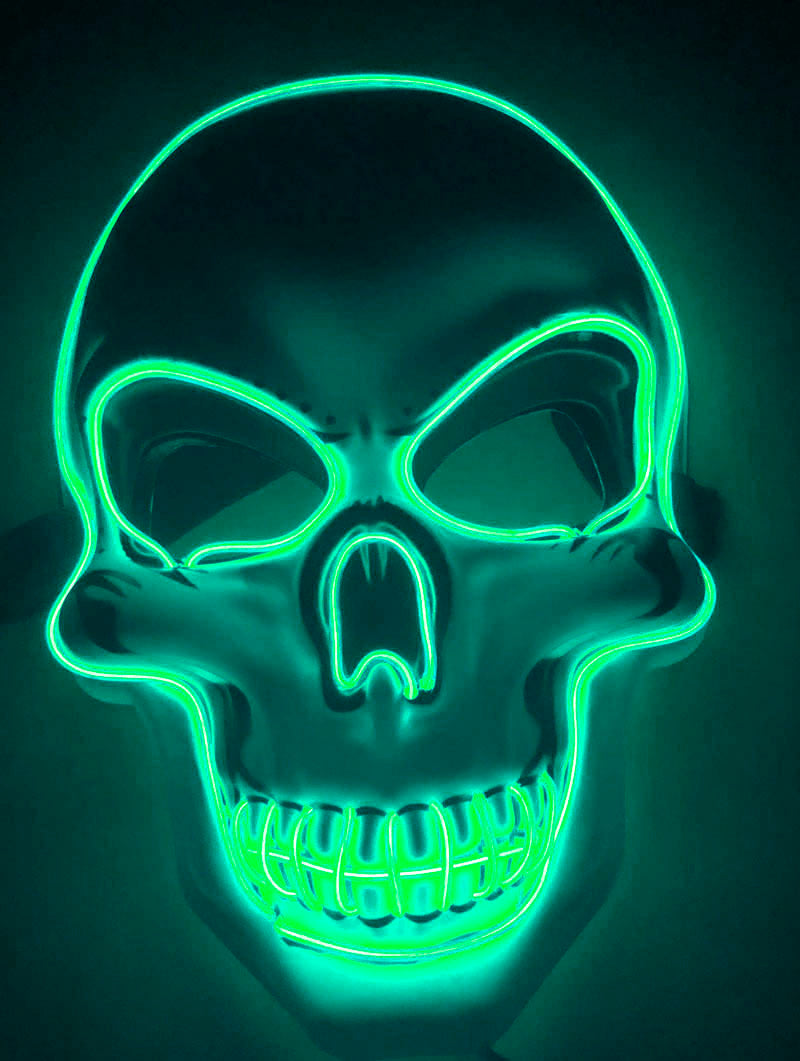 Halloween LED Leuchtende Totenkopfmaske für Erwachsene – Gruselige Party- & Kostüm-Maske