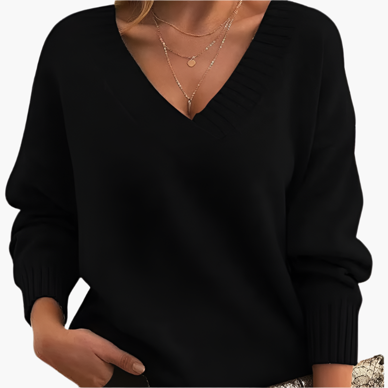 Damen Pullover V-Ausschnitt Strickpullover – Eleganter Alltags-Look für Herbst & Winter