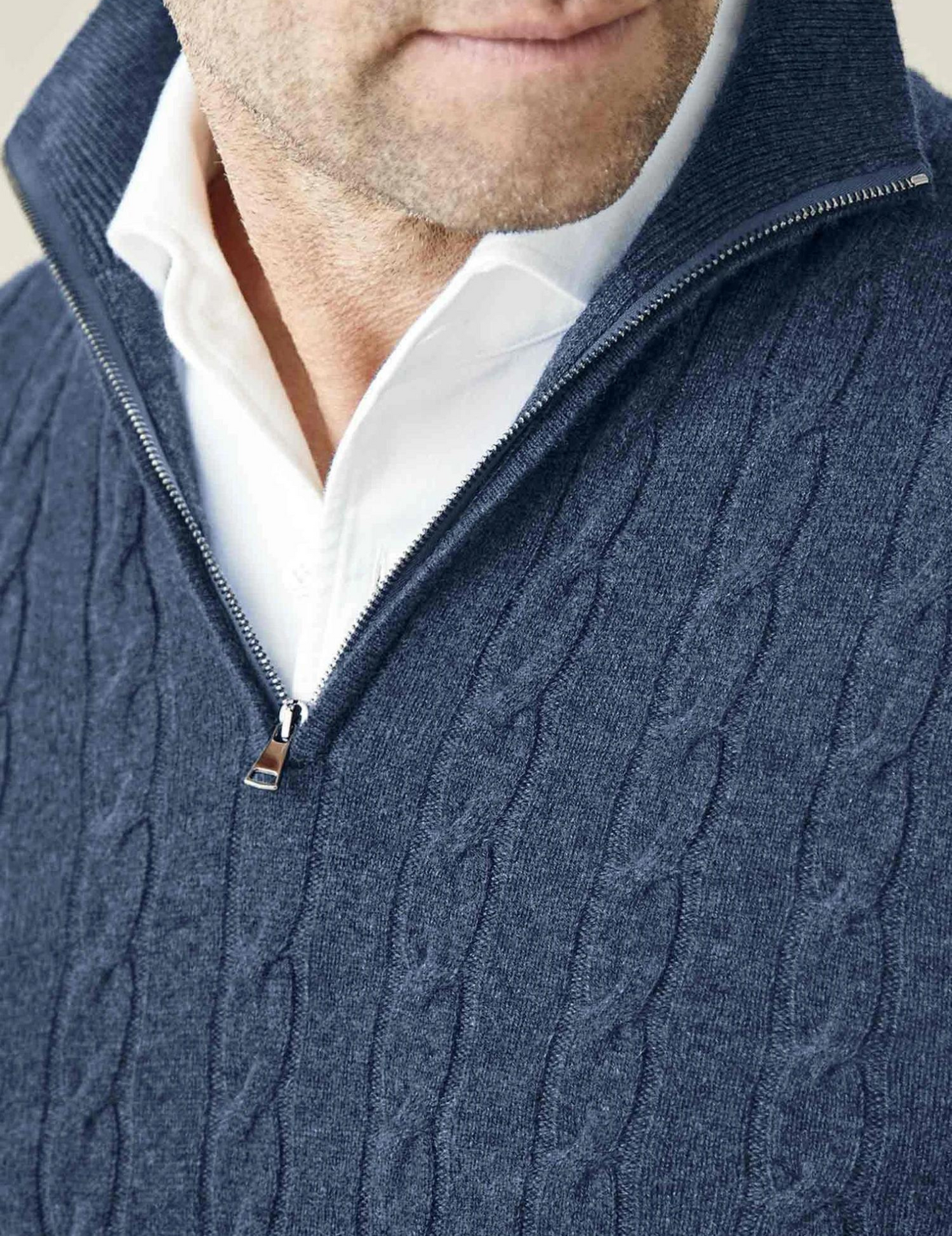 Herren Zopfmuster Pullover mit Reißverschluss – Klassischer Style für Business & Freizeit