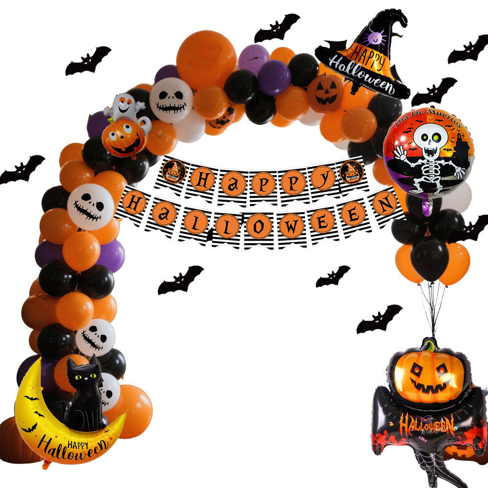 Halloween Party Deko Ballon-Set für Kinder & Erwachsene – Spukige Raumdekoration für Halloween-Partys, Kürbis & Skelett Motive