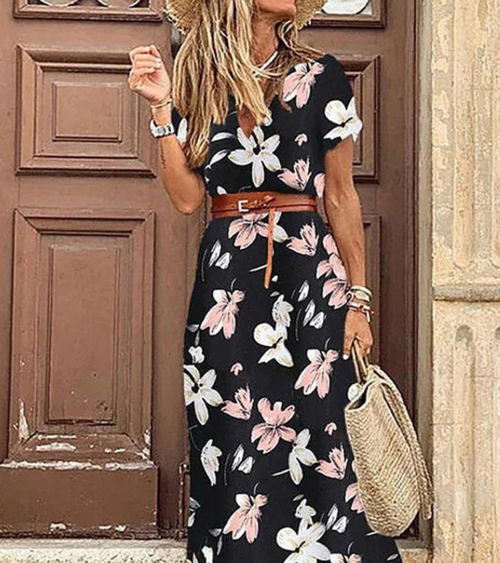 Carol – V-Ausschnitt floral Kleid für Damen