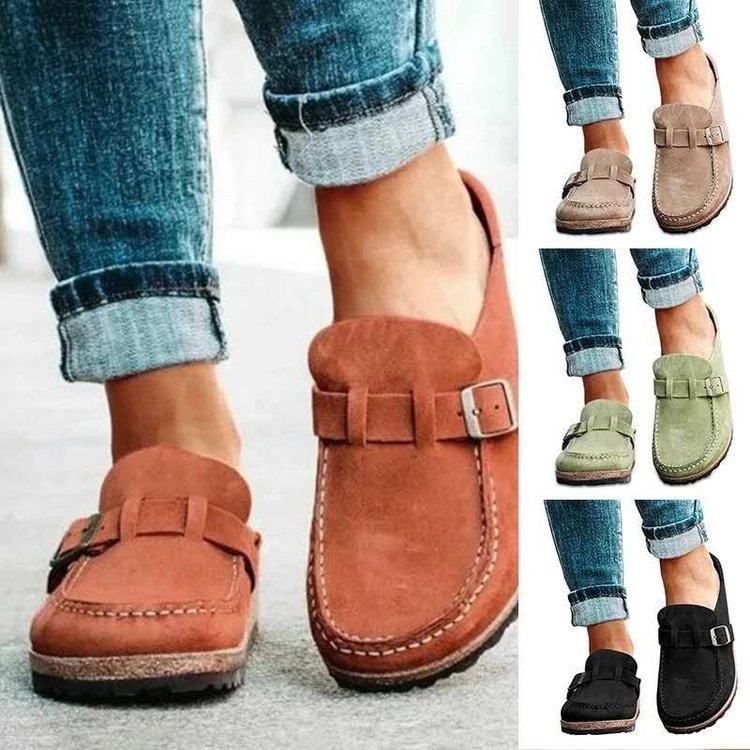 Kathryn – Runde Damenslipper mit Gürtel und Schaumsohle