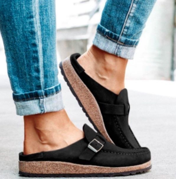 Kathryn – Runde Damenslipper mit Gürtel und Schaumsohle