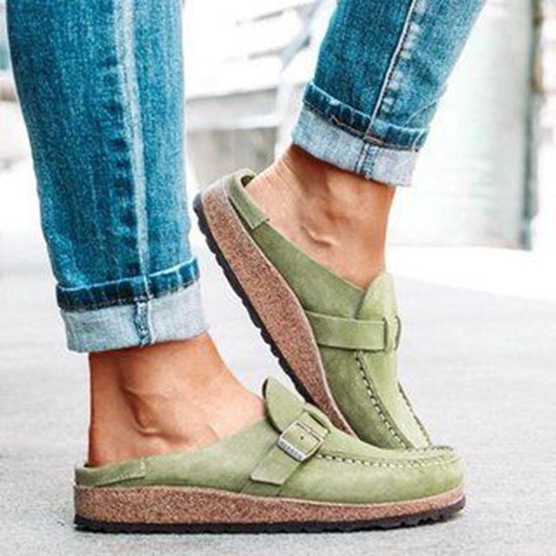 Kathryn – Runde Damenslipper mit Gürtel und Schaumsohle