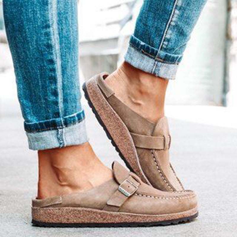Kathryn – Runde Damenslipper mit Gürtel und Schaumsohle