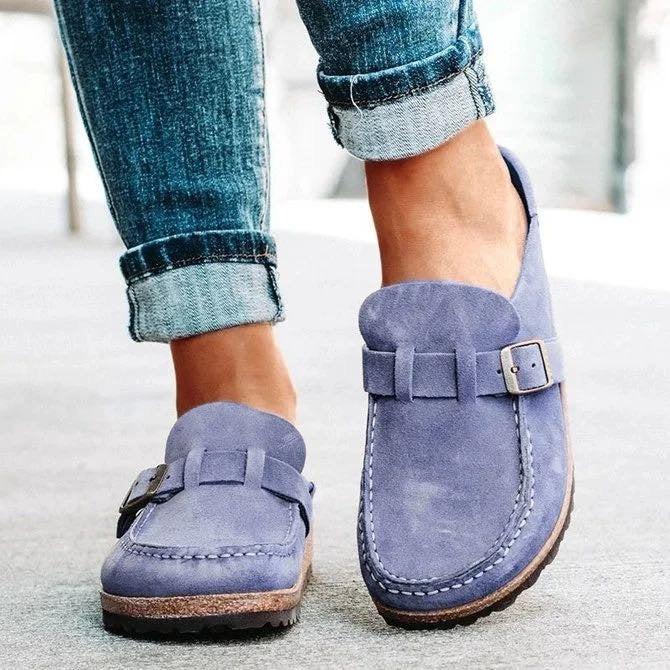 Kathryn – Runde Damenslipper mit Gürtel und Schaumsohle