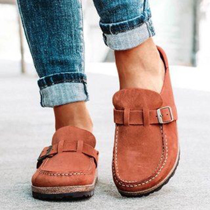 Kathryn – Runde Damenslipper mit Gürtel und Schaumsohle