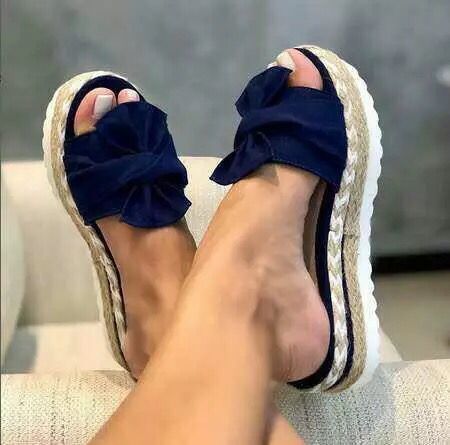 Donna – Plattformsandalen mit Schleife für Damen im Sommer