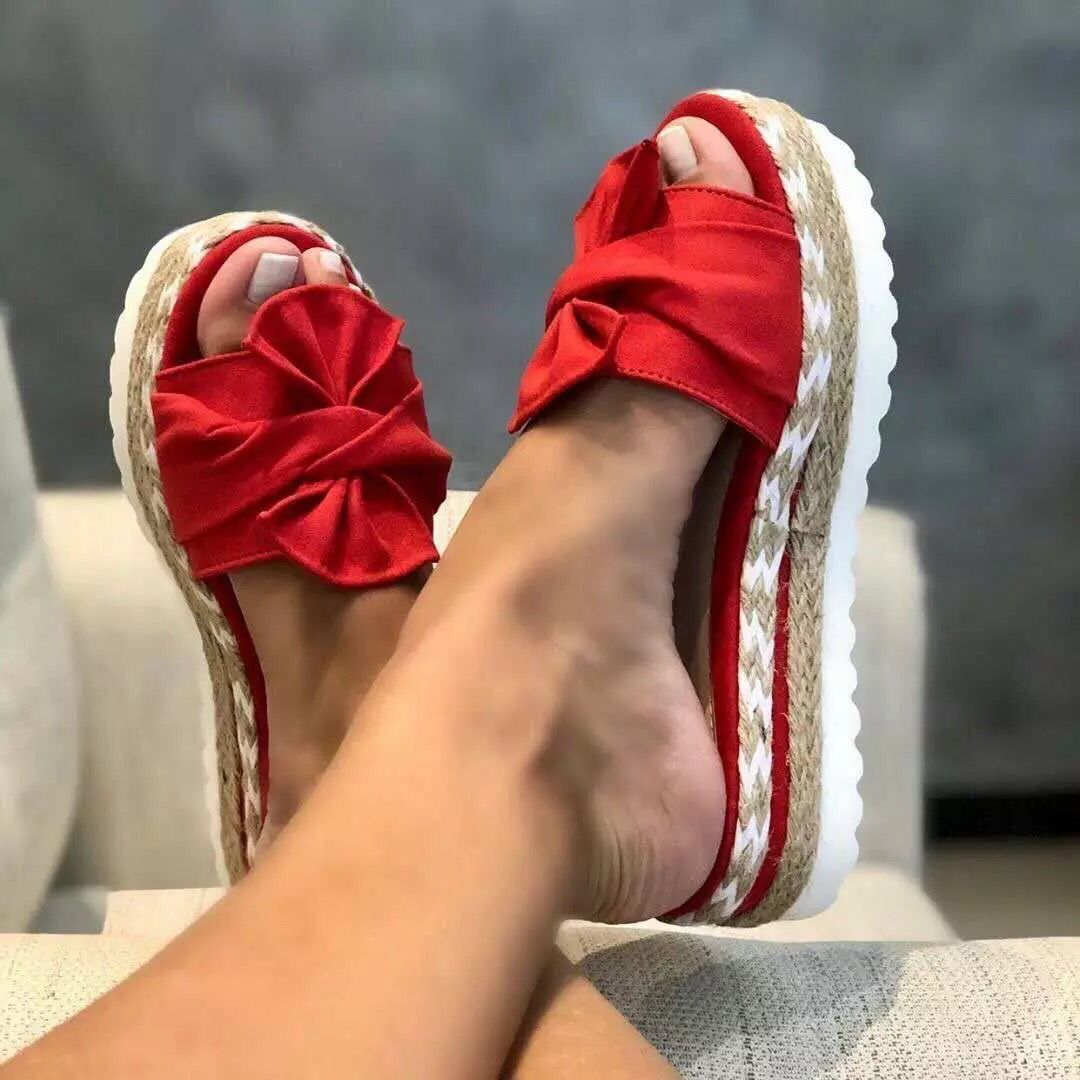 Donna – Plattformsandalen mit Schleife für Damen im Sommer