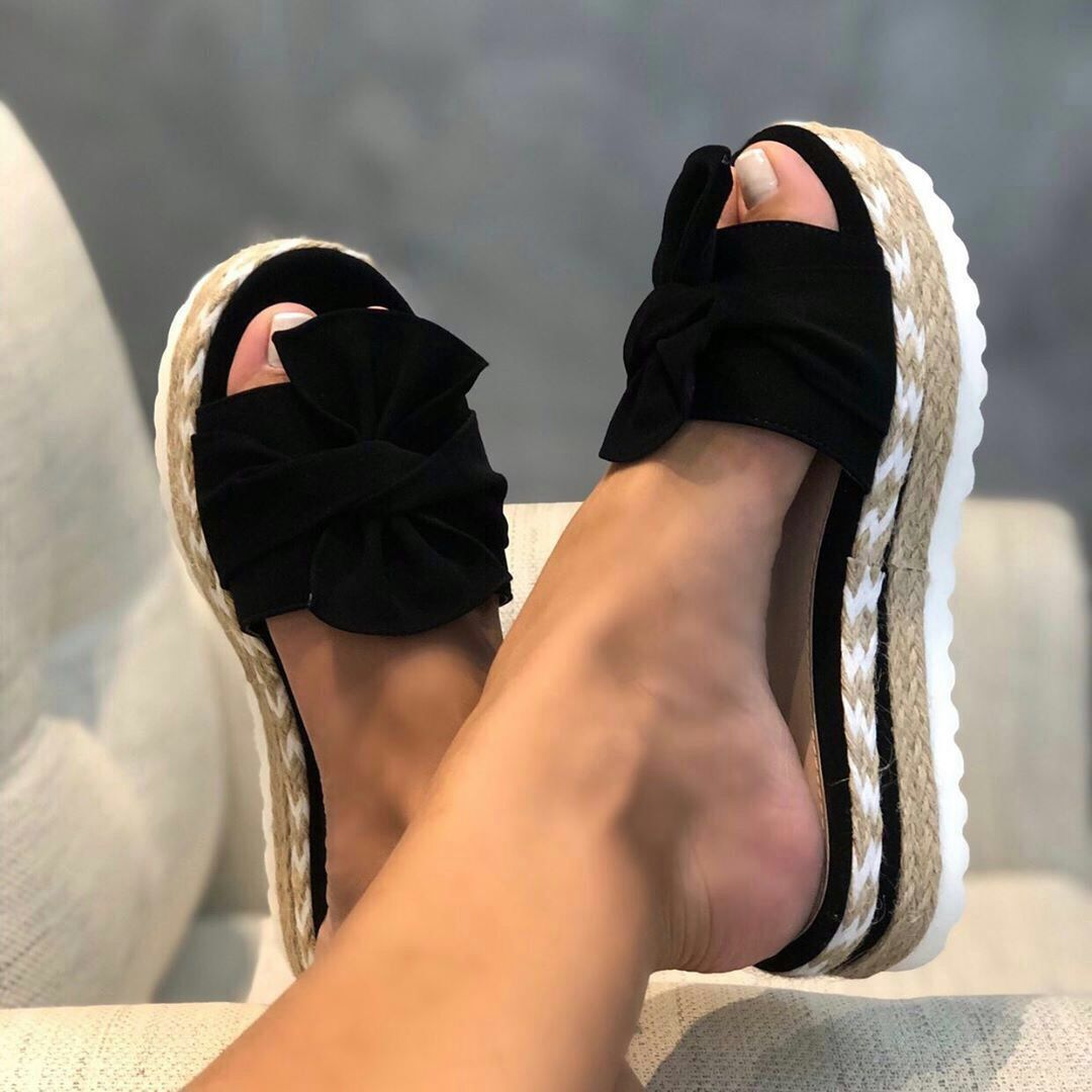 Donna – Plattformsandalen mit Schleife für Damen im Sommer
