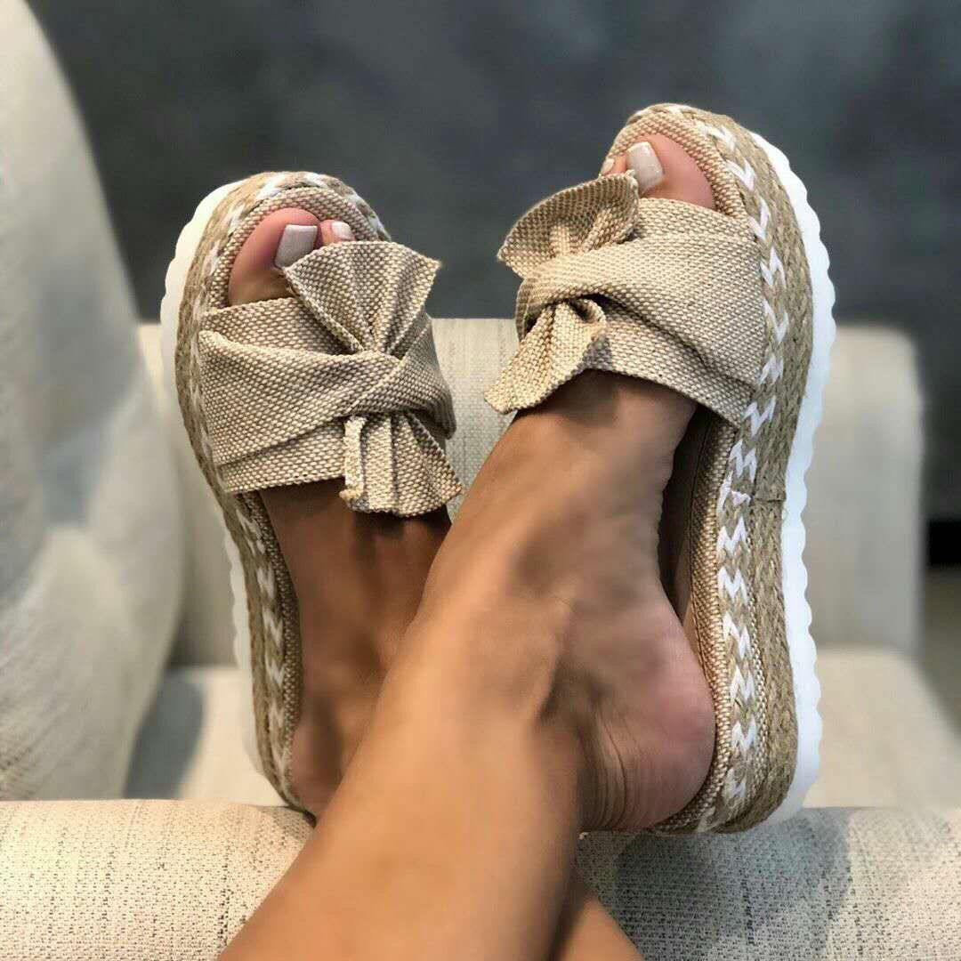 Donna – Plattformsandalen mit Schleife für Damen im Sommer