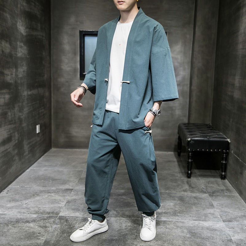 Elliot – Chinesischer Stil anzug mit drei Viertel Ärmeln für Herren