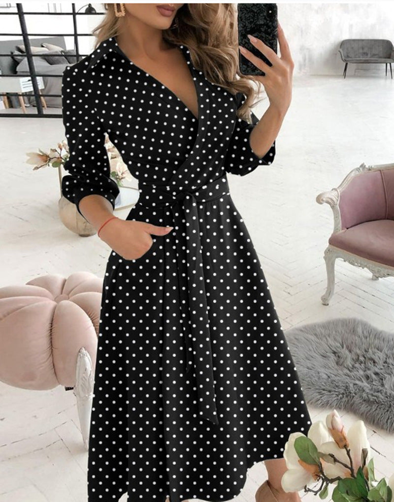 Adele – Sexy Mode Langärmliges Kleid mit tiefem V-Ausschnitt und unregelmäßigem Saum