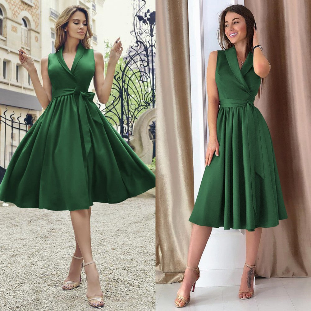 Jean – Midi Kleid Casual Ärmellos mit Gürtel