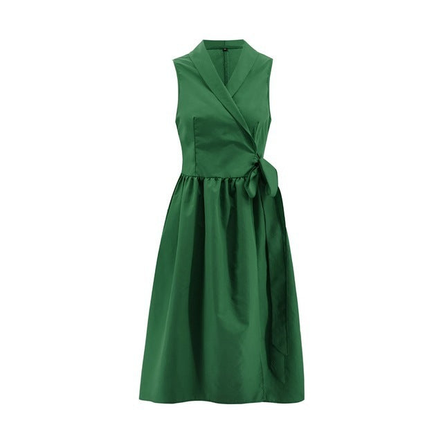 Jean – Midi Kleid Casual Ärmellos mit Gürtel